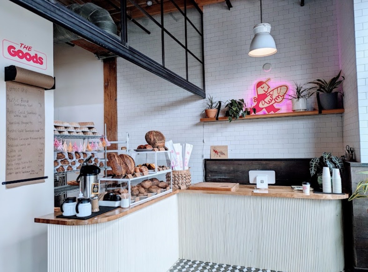 Good Dough interior with neon sign
